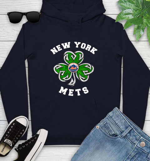 MLB New York Mets Three Leaf Clover St Patrick's Day Baseball Sports Youth Hoodie 3