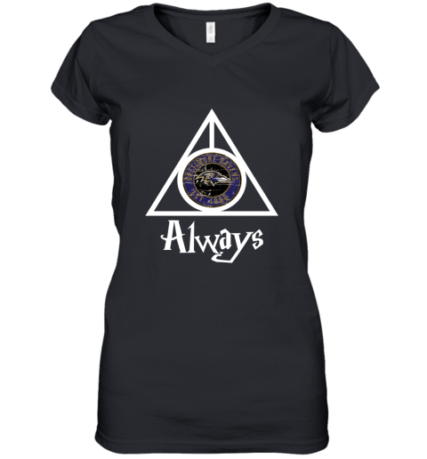 Always Love The Baltimore Ravens x Harry Potter Mashup Women's V-Neck T-Shirt