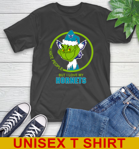 Charlotte Hornets NBA Christmas Grinch I Hate People But I Love My Favorite Basketball Team T-Shirt 2