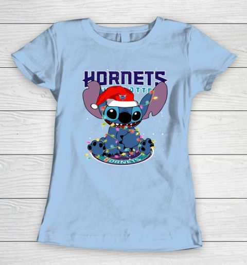 Charlotte Hornets NBA noel stitch Basketball Christmas Women's T-Shirt 4