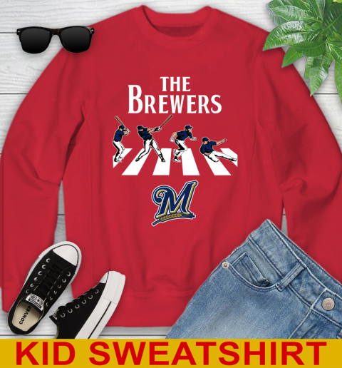 MLB Baseball Milwaukee Brewers The Beatles Rock Band Shirt Youth Sweatshirt 7