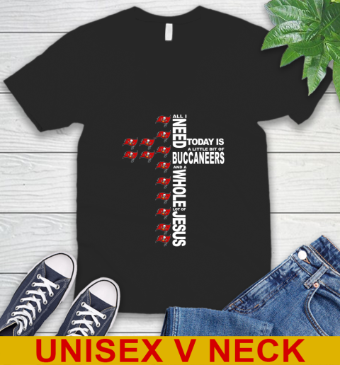 NFL All I Need Today Is A Little Bit Of Tampa Bay Buccaneers Cross Shirt V-Neck T-Shirt