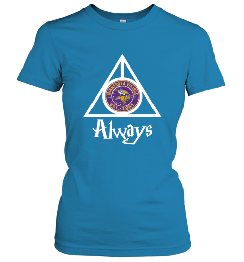 Always Love The Minnesota Vikings x Harry Potter Mashup NFL ruut always love the minnesota vikings x harry potter m ladies t shirt 20 front sapphire