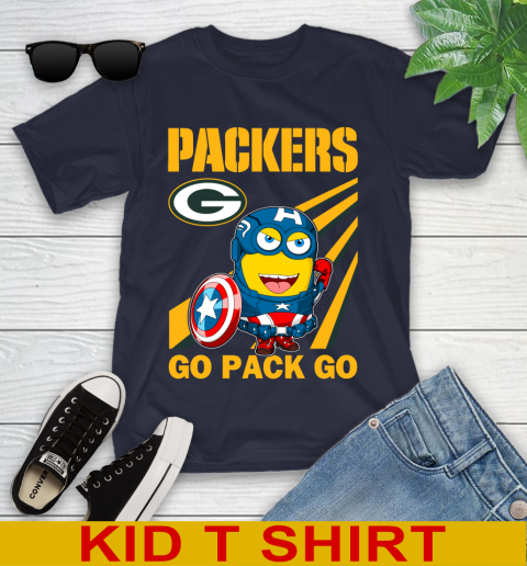 NFL Football Green Bay Packers Captain America Marvel Avengers Minion Shirt Youth T-Shirt 2