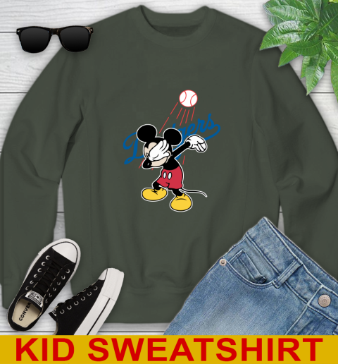 Los Angeles Dodgers MLB Baseball Dabbing Mickey Disney Sports Youth Sweatshirt 9