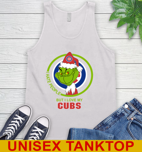 Chicago Cubs MLB Christmas Grinch I Hate People But I Love My Favorite Baseball Team Tank Top