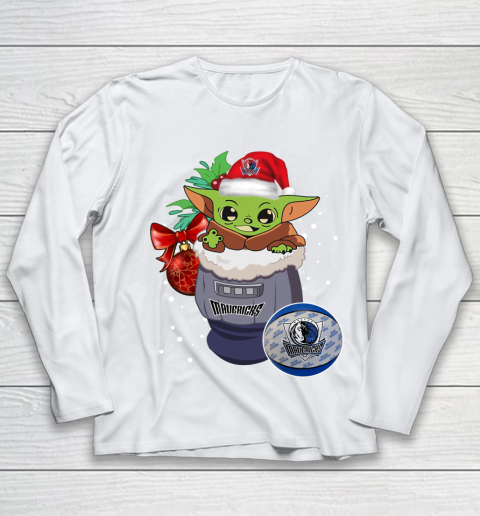 Dallas Mavericks Christmas Baby Yoda Star Wars Funny Happy NBA Youth Long Sleeve 2