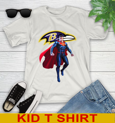 NFL Superman DC Sports Football Baltimore Ravens Youth T-Shirt 12