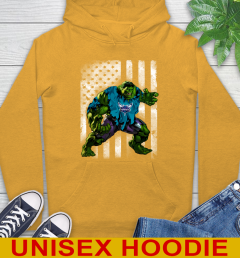 Charlotte Hornets Hulk Marvel Avengers NBA Basketball American Flag Hoodie 2