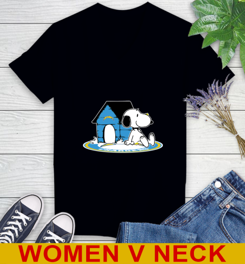 NFL Football Los Angeles Chargers Snoopy The Peanuts Movie Shirt Women's V-Neck T-Shirt 2