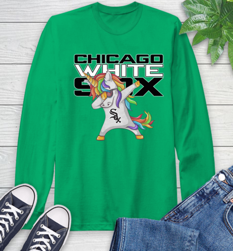 Chicago White Sox MLB Baseball Funny Unicorn Dabbing Sports Long Sleeve T-Shirt 7