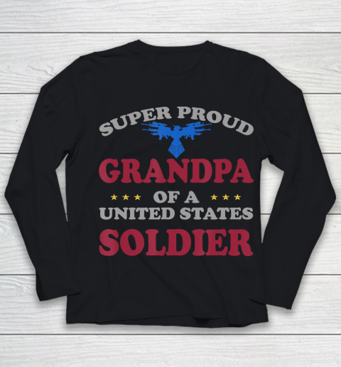 GrandFather gift shirt Veteran Super Proud Grandpa of a United States Soldier T Shirt Youth Long Sleeve