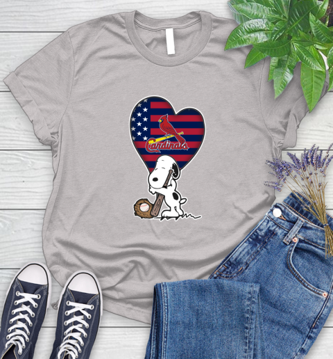 St.Louis Cardinals MLB Baseball The Peanuts Movie Adorable Snoopy Women's T-Shirt 10
