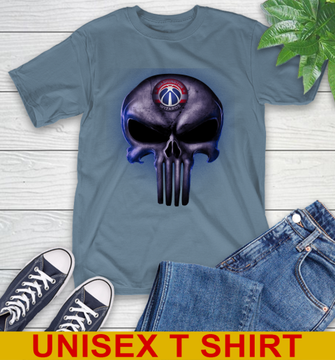 Washington Wizards NBA Basketball Punisher Skull Sports T-Shirt 8