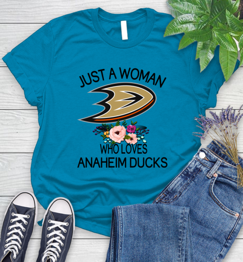 NHL Just A Woman Who Loves Anaheim Ducks Hockey Sports Women's T-Shirt 5