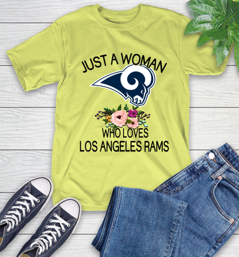 NFL Just A Woman Who Loves Los Angeles Rams Football Sports T-Shirt 8
