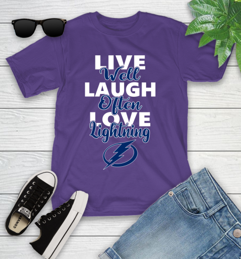 NHL Hockey Tampa Bay Lightning Live Well Laugh Often Love Shirt Youth T-Shirt 3