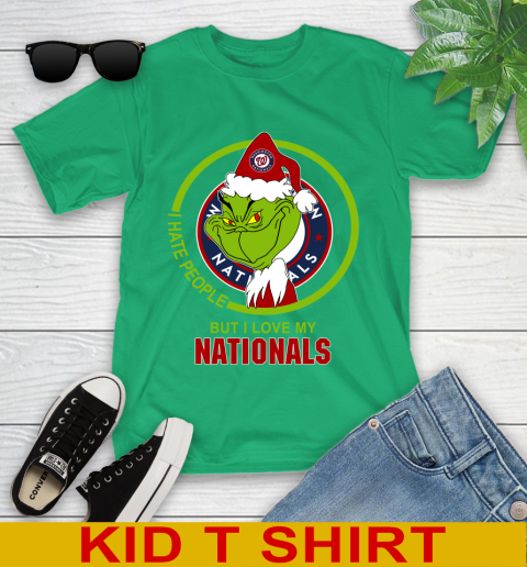 Washington Nationals MLB Christmas Grinch I Hate People But I Love My Favorite Baseball Team Youth T-Shirt 6