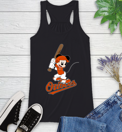 MLB Baseball Baltimore Orioles Cheerful Mickey Mouse Shirt Racerback Tank