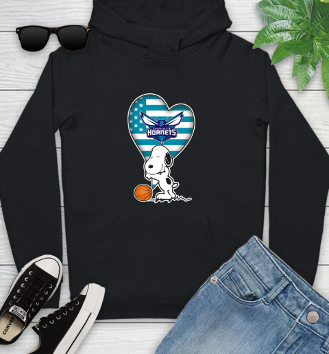 Charlotte Hornets NBA Basketball The Peanuts Movie Adorable Snoopy Youth Hoodie 2
