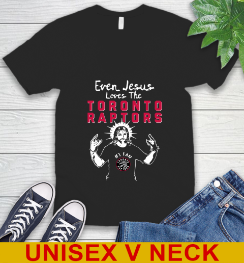 Toronto Raptors NBA Basketball Even Jesus Loves The Raptors Shirt V-Neck T-Shirt