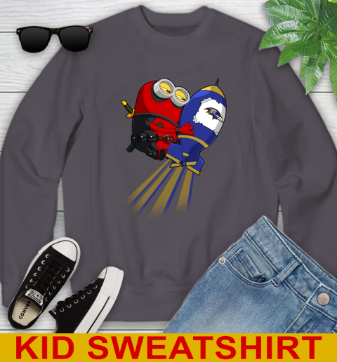 NFL Football Baltimore Ravens Deadpool Minion Marvel Shirt Youth Sweatshirt 5