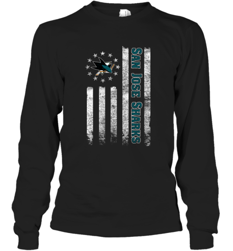 NHL American Flag Hockey Sports San Jose Sharks Long Sleeve T-Shirt