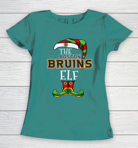 Boston Bruins Christmas ELF Funny NHL Women's T-Shirt 10