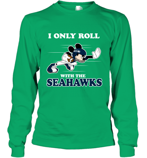 NFL Mickey Mouse I Only Roll With Seattle Seahawks Youth T-Shirt 