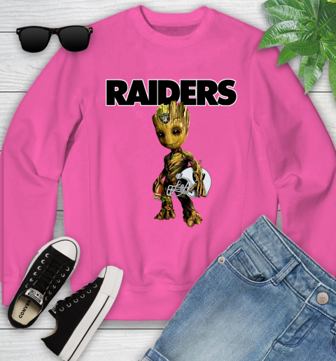 Oakland Raiders NFL Football Groot Marvel Guardians Of The Galaxy Youth Sweatshirt 7
