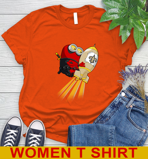 NFL Football New Orleans Saints Deadpool Minion Marvel Shirt Women's T-Shirt 3