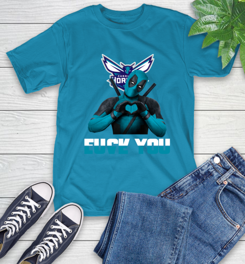 NBA Charlotte Hornets Deadpool Love You Fuck You Basketball Sports T-Shirt 9