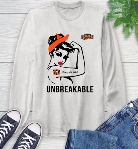 NFL Cincinnati Bengals Girl Unbreakable Football Sports Long Sleeve T-Shirt