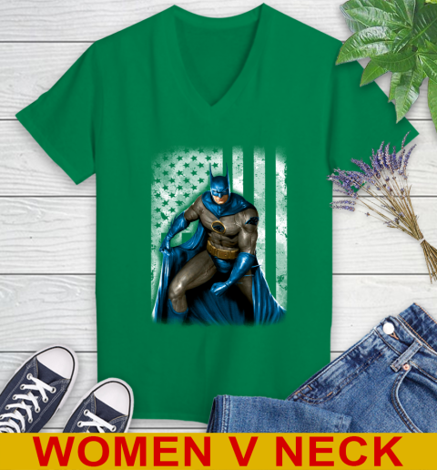 Carolina Panthers NFL Football Batman DC American Flag Shirt Women's V-Neck T-Shirt 5