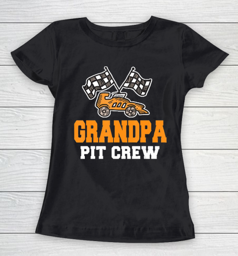 Grandpa Funny Gift Apparel  Grandpa Birthday Pit Crew Car Ra Women's T-Shirt