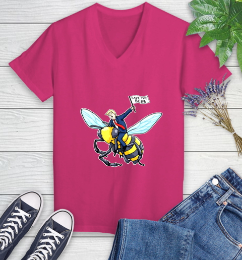 Save The Bees Donald Trump shirt Women's V-Neck T-Shirt 9