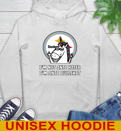 Pittsburgh Steelers NFL Football Unicorn I'm Not Anti Hater I'm Anti Bullshit Hoodie