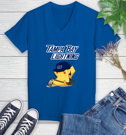 NHL Pikachu Hockey Sports Tampa Bay Lightning Women's V-Neck T-Shirt 10