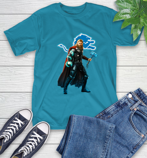 NFL Thor Avengers Endgame Football Detroit Lions T-Shirt 8