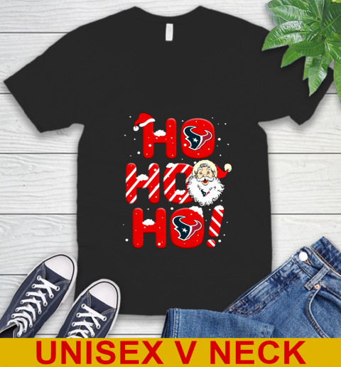 Houston Texans NFL Football Ho Ho Ho Santa Claus Merry Christmas Shirt V-Neck T-Shirt