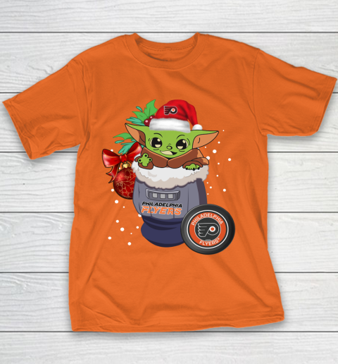 Philadelphia Flyers Christmas Baby Yoda Star Wars Funny Happy NHL Youth T-Shirt 6