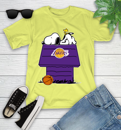 Los Angeles Lakers NBA Basketball Snoopy Woodstock The Peanuts Movie Youth T-Shirt 8