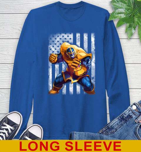 NHL Hockey Tampa Bay Lightning Thanos Marvel American Flag Shirt Long Sleeve T-Shirt 11