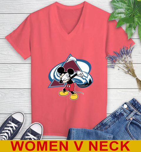 Colorado Avalanche NHL Hockey Dabbing Mickey Disney Sports Women's V-Neck T-Shirt 8 Colorado Avalanche NHL Hockey Dabbing Mickey Disney Sports Women's V-Neck T-Shirt - Image 8