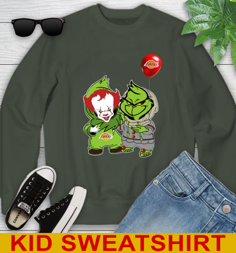 Los Angeles Lakers Baby Pennywise Grinch Christmas NBA Basketball Youth Sweatshirt 9