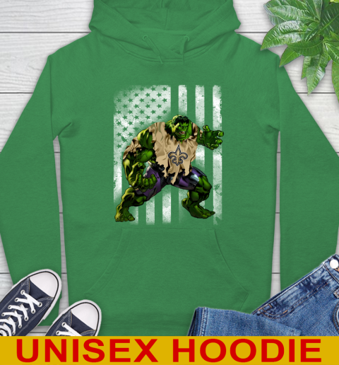 New Orleans Saints Hulk Marvel Avengers NFL Football American Flag Hoodie 8