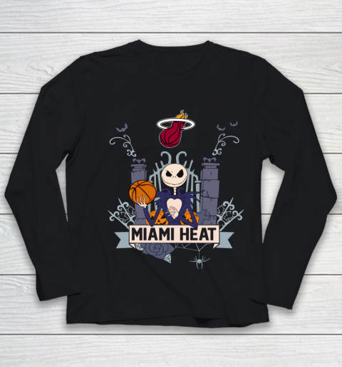 NBA Miami Heat Basketball Jack Skellington Halloween Youth Long Sleeve