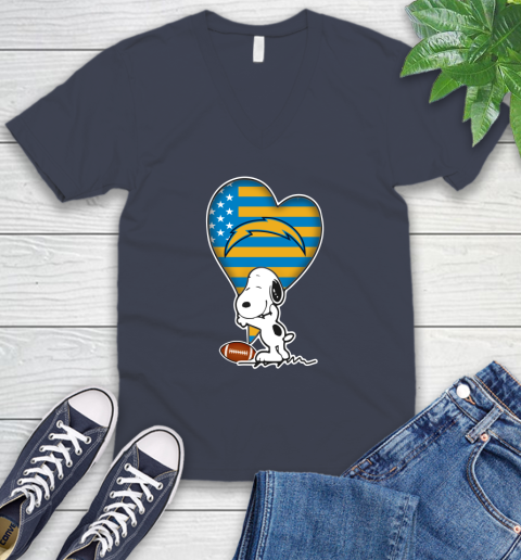 San Diego Chargers NFL Football The Peanuts Movie Adorable Snoopy V-Neck T-Shirt 9