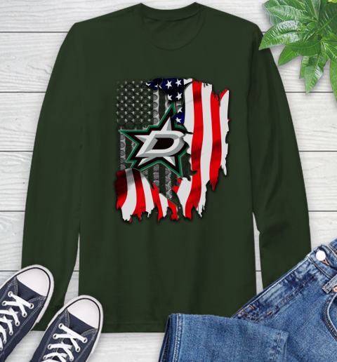 Dallas Stars NHL Hockey American Flag Long Sleeve T-Shirt 7