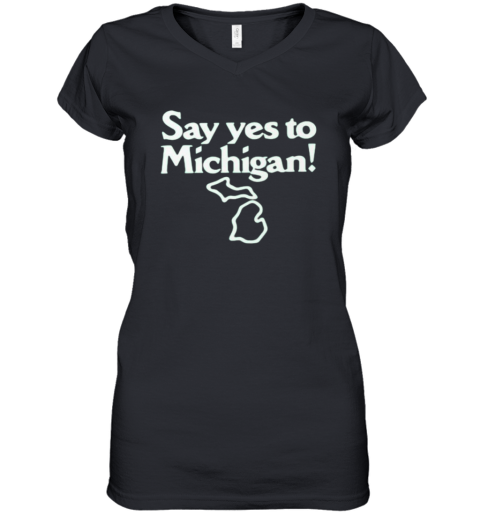 Sufjan Stevens Wearing Say Yes To Michigan Women's V-Neck T-Shirt